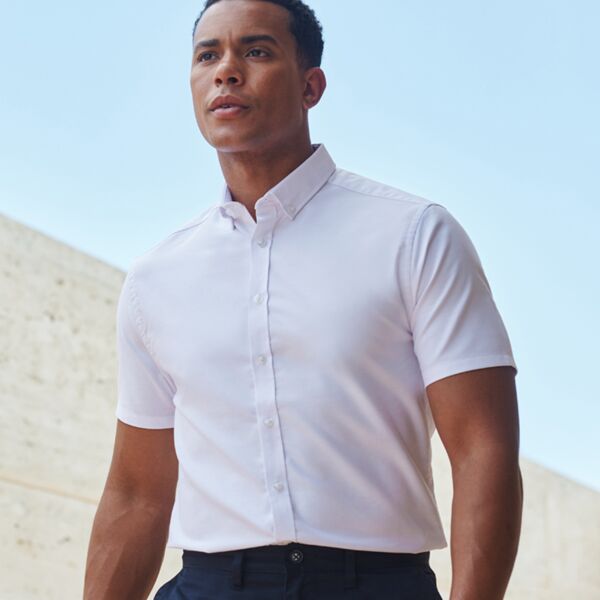 Henbury Modern Short Sleeve Slim Fit Oxford Shirt Thumbnail